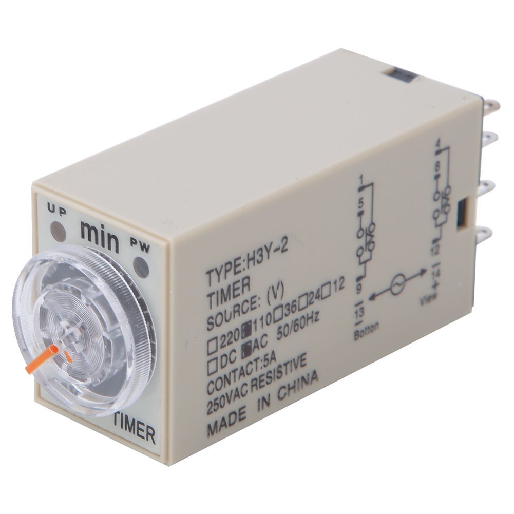 Time Relay H3Y-2 8 Pins Adjustble Home Appliances 0-5 Minutes 110VAC ❀