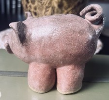Pottery Pink Pig Piggy Bank Signed