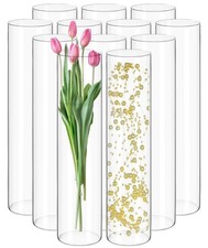 Yemosa 12Pack Glass Cylinder Vases Centerpieces - 14 Inch Tall Flower Vase