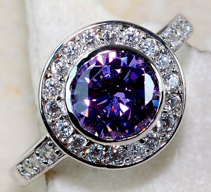 2CT  Amethyst 925 Solid Sterling Silver Ring Jewelry Sz 6 MM1-1