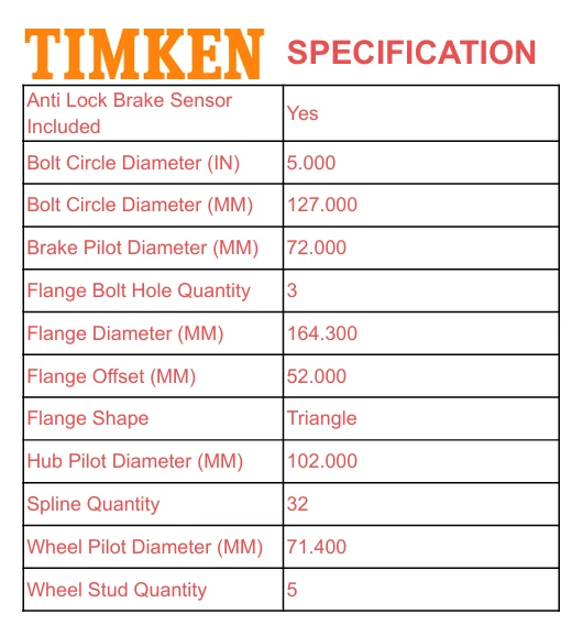 Conjunto de cojinete y buje de rueda delantera Timken para Dodge Durango Jeep Grand Cherokee Foto 3 de 4