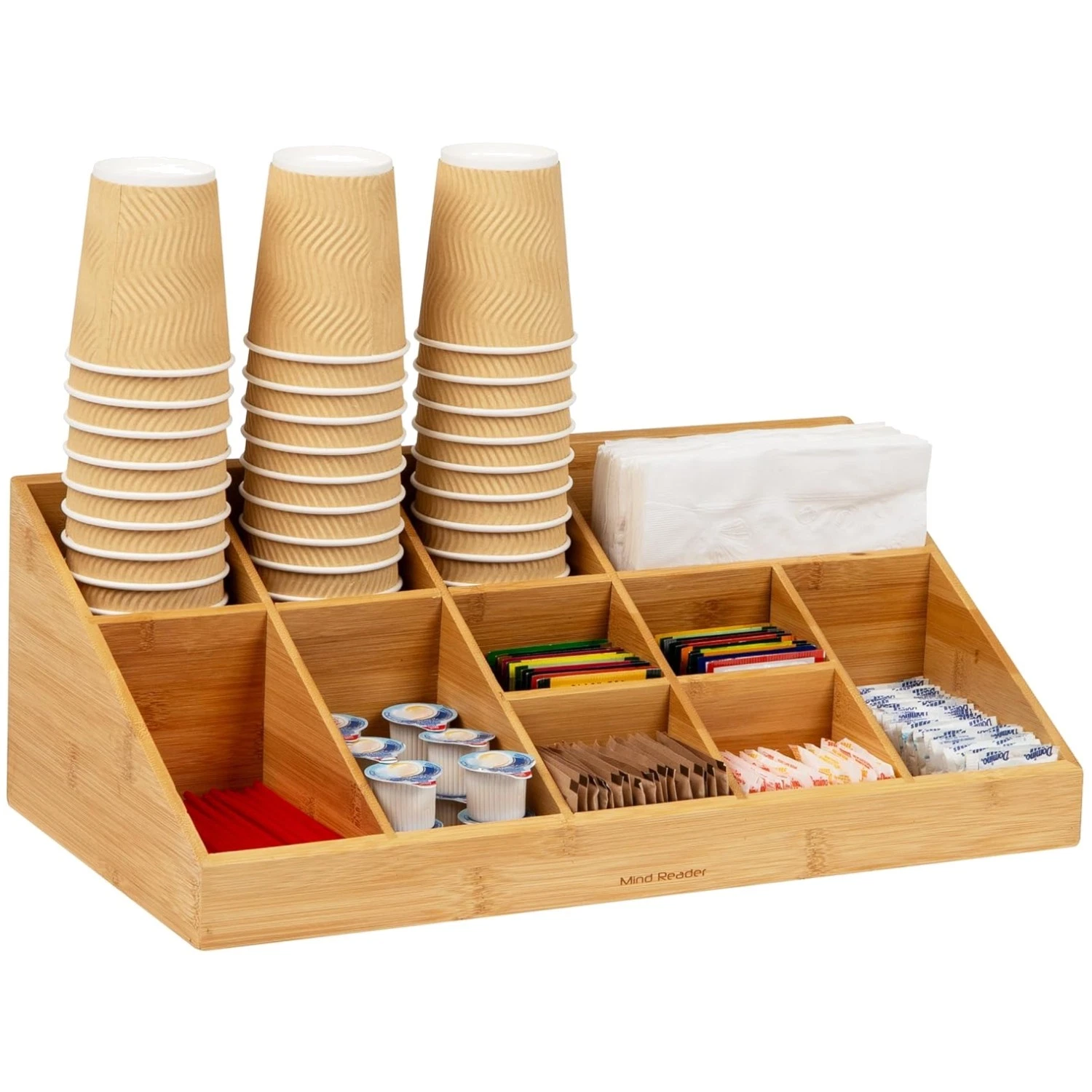 Coffee Bar Organizer - 11-Compartment Condiment Caddy