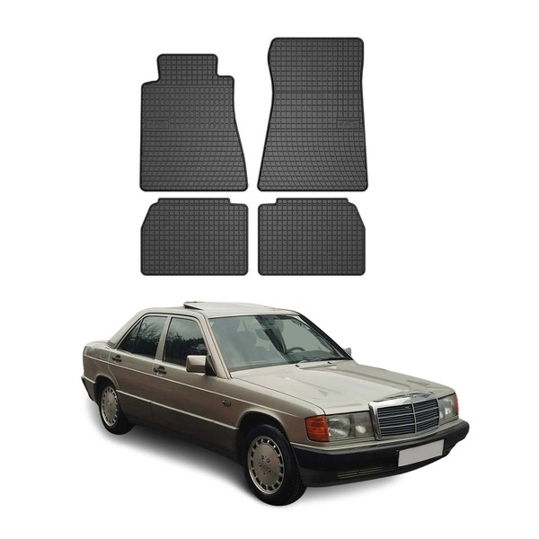 Omac Gummi FußMatten FüR Mercedes W201 E90 1982-1993 Automatten Gummi Schwarz 4X-image