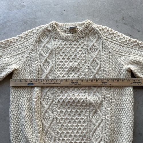 Vintage John Malloy Aran Irish Sweater Wool Fisherman Cable Knit Ivory Mens XL, $89.99 - Photo 4