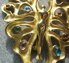 JJ Jonette Gold Tone Modernist Figural Butterfly Synchro Swimmer Sign Pin Brooch — photo 3