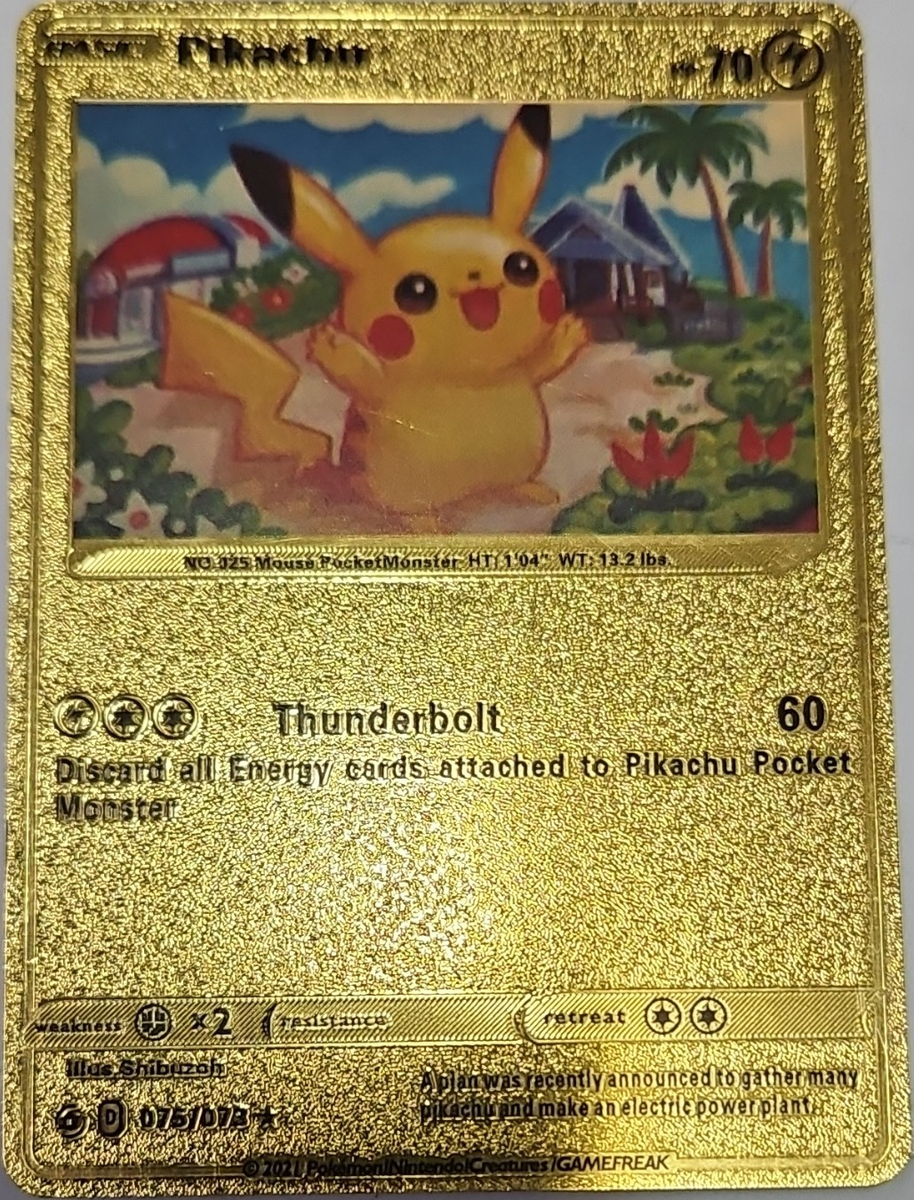 ポケモン　バトルチップ　金ピカチュウ Pokémon TCG Pikachu Gold Metal Foil 075/074 Nintendo 60/70
