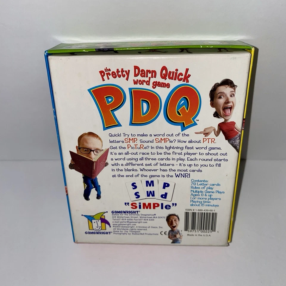 PDQ Pretty Darn Quick Word Game Complete Gamewright 2003 Spell with Letter Cards - Image 3 of 3