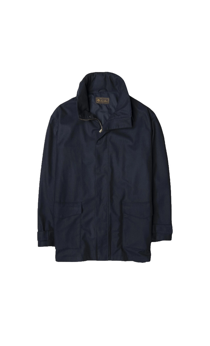 Loro Piana Storm System Wool Coat Navy Size L - Rain & Wind Protection