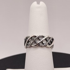 NEW 925 Oxidized Sterling Silver Braid Ring 7.5mm Size 7