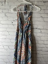 Native Chic Halter Maxi Dress Multi Color Prairie Boho Chic Small