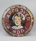 Vintage Approved Laundry Distressed Rustic Porcelain Enameled Metal Sign