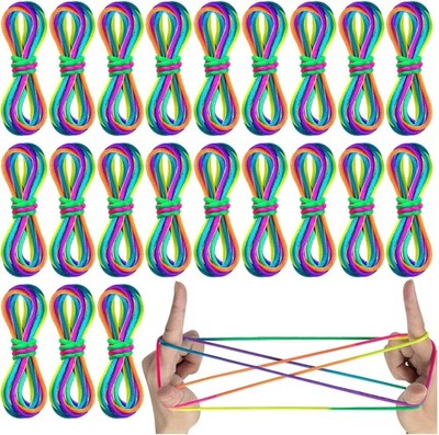 Cats Cradle String, 30Pcs Rainbow Color Finger String Toy String Hand Game Su...