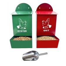 2 Pack Chicken Feeder,Large Capacity Oyster Shell Feeder with Lid,Metal Chick...