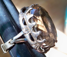 Vintage articulated hinged studio jewelry Adjustable Ring smokey quartz sterling