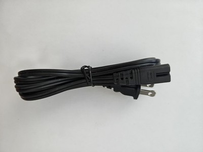 Black 2-Prong AC Power Cord Cable, Non-Polarized NEMA 1-15P Plug