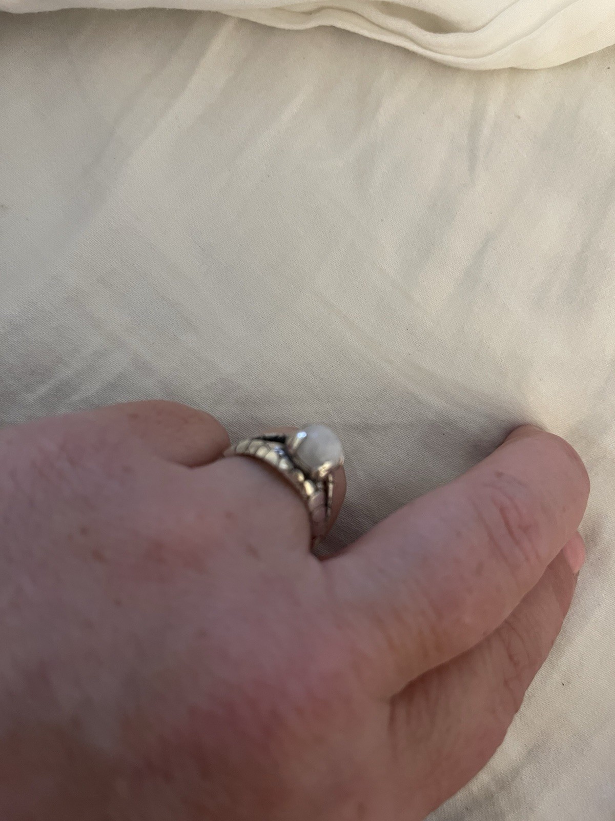 Sterling Silver Moonstone Dragon Scale Ring Size … - image 4