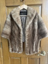 Vintage Brown Mink Stole Fur Wrap Cape Bolero With Pockets Bride - Wounded