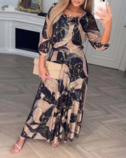 Chavelle| Printed Chiffon Dress elegance flattering flow and eye-catching print.