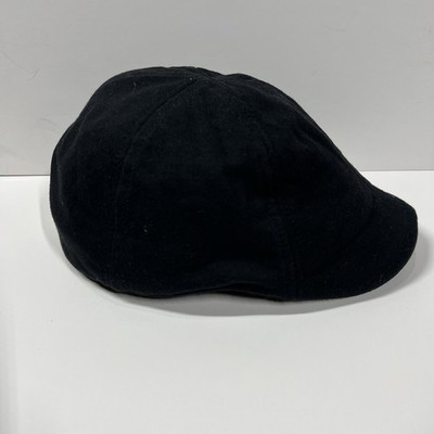 Boston Scally Cap Mens Small Black Shamrock Embroidered Newsboy Flat Hat Lined