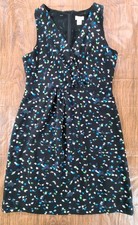 J Crew Dress Womens SZ 2 Sleeveless Tank Cross Over Neck Print Above Knee Zip