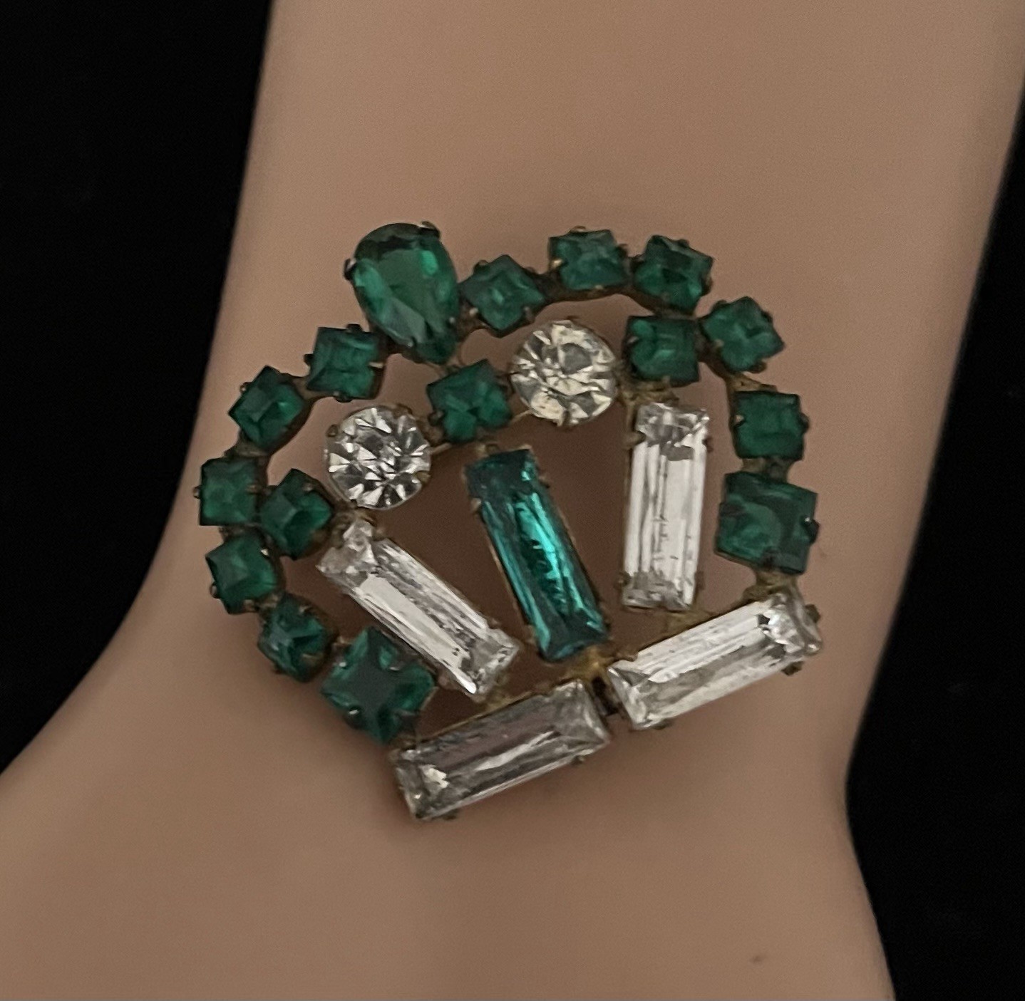 Adele Simpson Vintage Clear And Emerald Green Col… - image 2