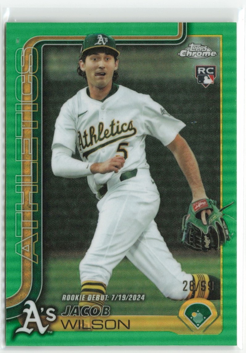 2025 Topps Chrome Update Jacob Wilson #USC150 Green RC /99 Athletics