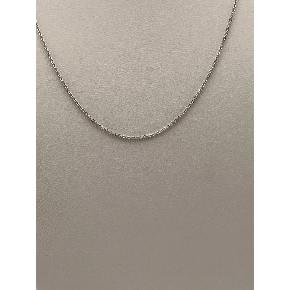 Collar de cadena atemporal de eslabones de cable de oro blanco de 14K de diseño de 18”, 1,6 gramos  Foto 2 de 4