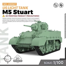 SSMODEL SS100507 1/100 15mm WarGaming Military Model Kit US M5 Stuart Light Tank