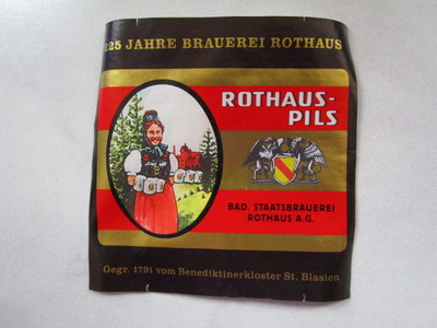 Bieretikett Badische Staatsbrauerei 79865 ROTHAUS  225 Jahre Brauerei retro