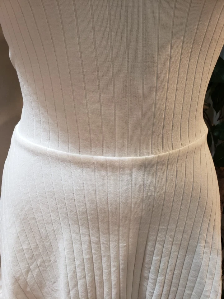 Vestido Forever 21 Mujer Blanco Algodón Cuello Redondo Sin Mangas Informal Hasta la Rodilla S/P Foto 3 de 4