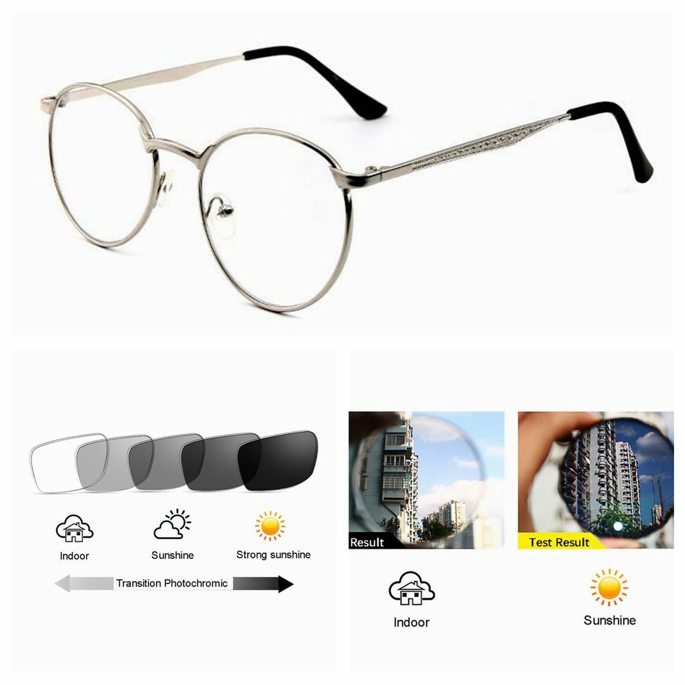 Retro Round Transition Photochromic Aluminum-magnesium Reading