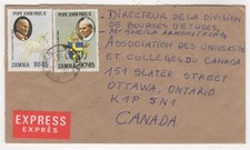 1989 Jul 28th. Express Cover. Lusaka to Ottawa, Canada.