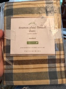 Beige Green Brown Plaid Pottery Barn Organic Cotton Stratton