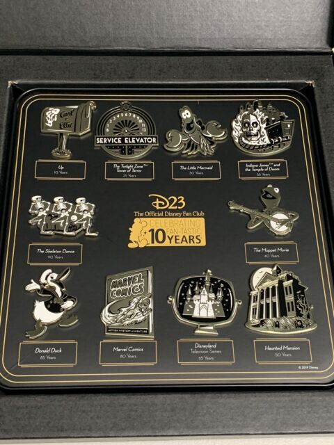 D23 Official Disney Fan Club Celebrating 10 Fan-Tastic Years Gold Pin Set D23 Official Disney Fan Club Celebrating 10 Fan-Tastic Years Gold Pin Set