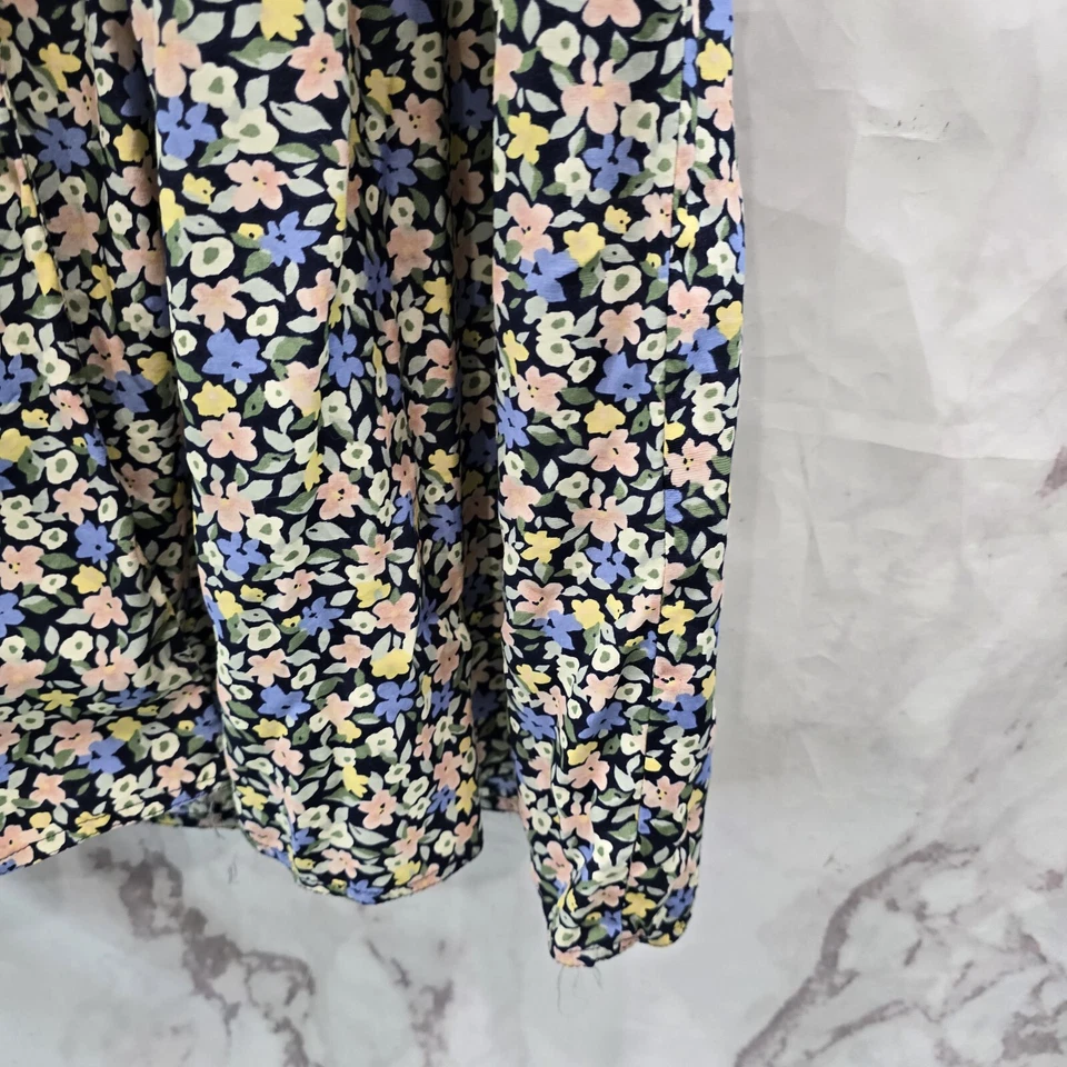 Vintage Dress Womens Large 90s Blue Pink Cottagecore Ditzy Midi Maxi Long  - Image 4 of 4