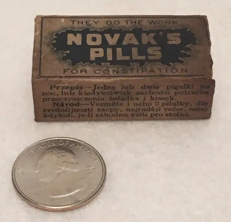 Antique Novak’s Pills For Constipation Quack Medicine Box Rare W/ Contents