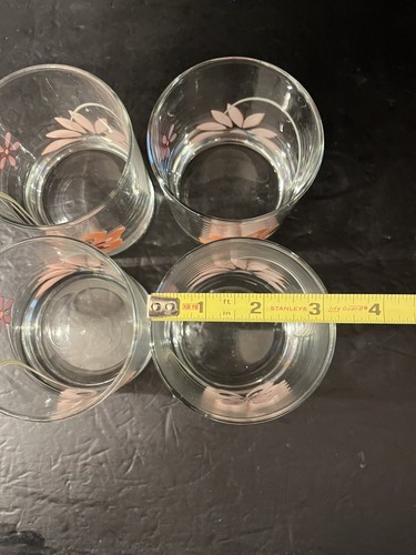 4 Corelle PRETTY PINK 12 oz Double Old Fashioned Glass 3.5” Tall - Picture 8 of 11