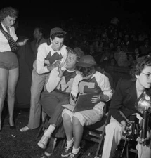 Jane Russell Speaking Unspecified Celebrities Wearing Baseball Kit- Old Photo