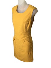 Worthington NWOT Brght Yellow Cute Shift Work Party Dress US8 Pockets Stylish