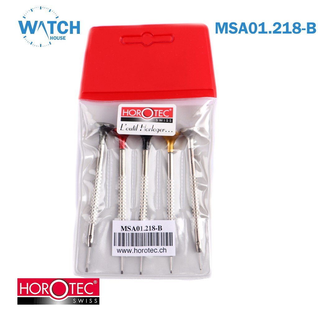 Horotec MSA01.020 - Klokkenmakersschroevendraaier van aluminium, ergonomische kop van POM en verwisselbare boor van roestvrij staal (0,50 mm
