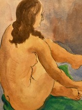 Bella Disegno Donna Nuda Guazzo Pittura Ante 1950 Fauvismo Espressionismo Antico