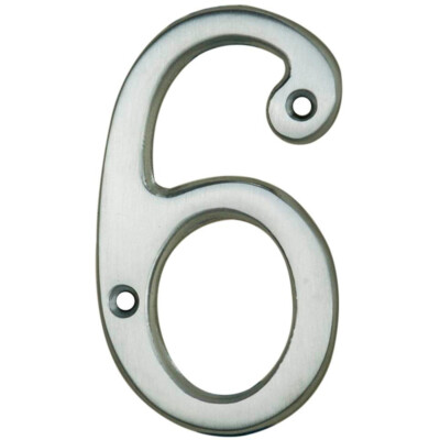 Satin Chrom Türnummer 6/9 75 mm Höhe 4 mm Tiefe Hausziffernschild