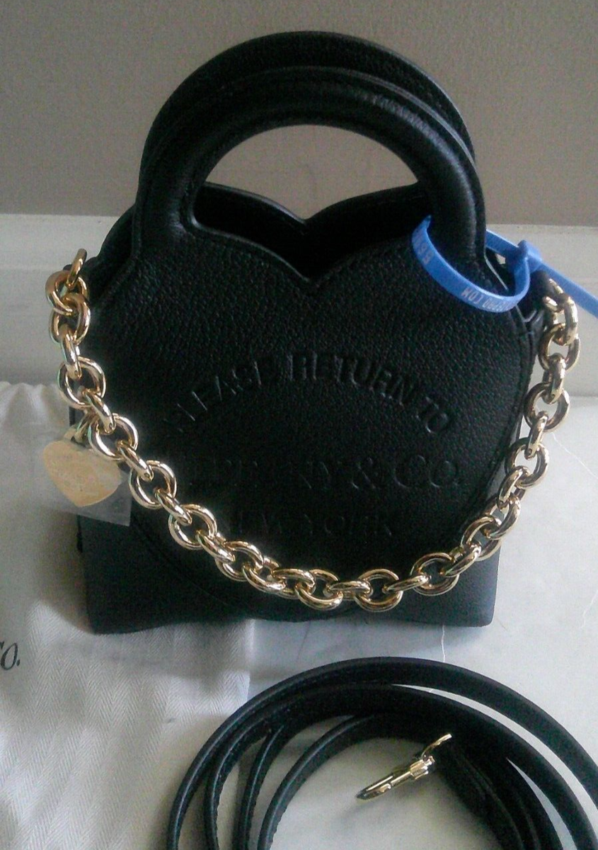 TIFFANY & Co. Return to Tiffany Black Micro Tote Heart Shoulder