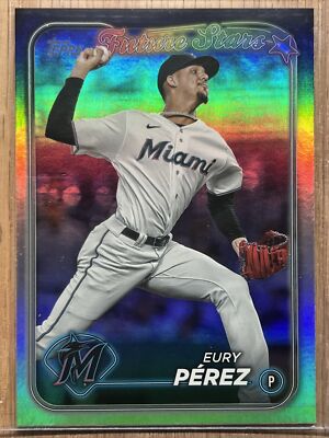 2024 Topps Series 1 Eury Perez #197 Future Stars Rainbow Foil Miami Marlins