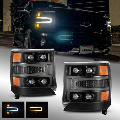 Fit 16-18 Chevrolet Silverado 1500 NOVA-Series Projector Headlights Alpha-Black