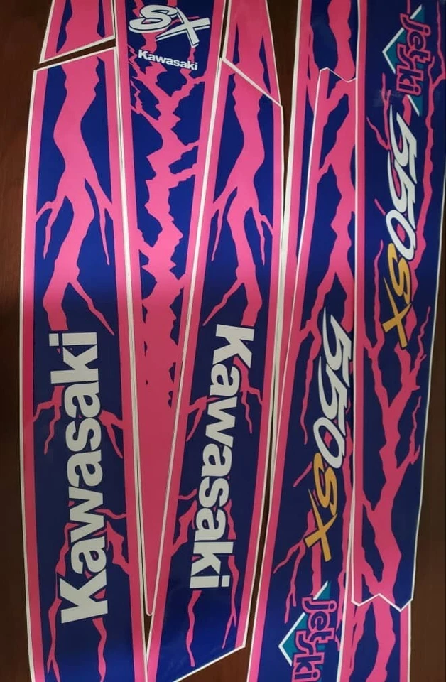 Kawasaki jet ski 550sx calcomanía gráficos pegatina kit completo 550 sx azul/rosa Foto 3 de 4