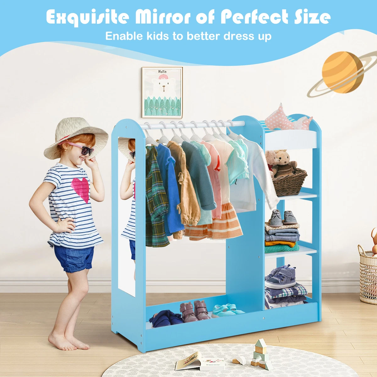 Kids Dress Up Storage Hanging Armoire