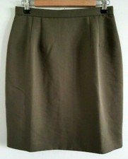 Vintage Isaac Hazan Skirt 10 Straight Slit Lined Olive Green Capsule Tailored
