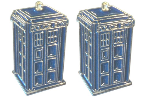 Sci Fi Time Machine Police Call Box Metal & Enamel Mens Cufflinks NEW - Picture 3 of 3
