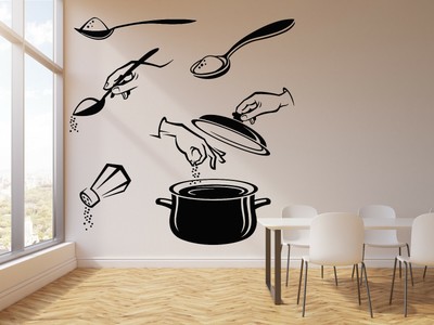 Vinyl Wall Decal Salt Kitchen Pot Spoon Cooking Soup Cuisine Stickers G1236 Ebay